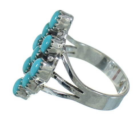 Southwestern Turquoise And Genuine Sterling Silver Ring Size 8-1/2 YX71483