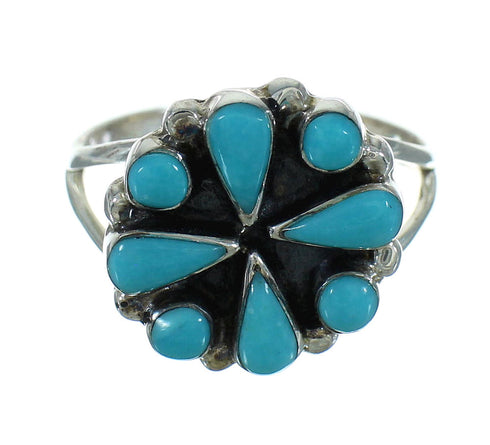 Authentic Sterling Silver And Turquoise Southwestern Jewelry Ring Size 7-1/4 YX71607