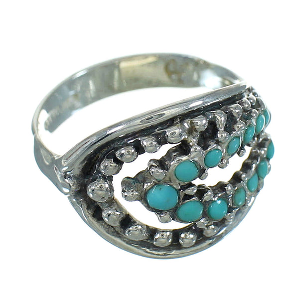 Turquoise Southwestern Silver Jewelry Ring Size 7-1/2 YX71634