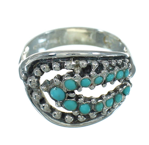 Southwestern Sterling Silver Jewelry Turquoise Ring Size 6-3/4 YX71625