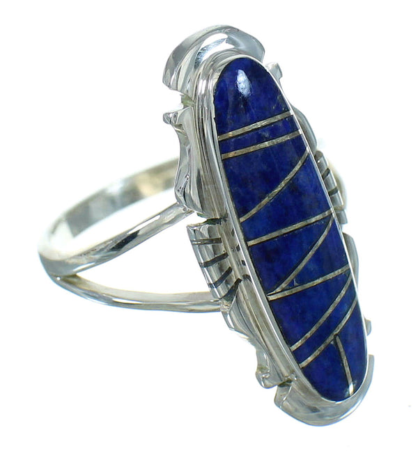 Authentic Sterling Silver Southwestern Lapis Inlay Ring Size 5-3/4 YX66939
