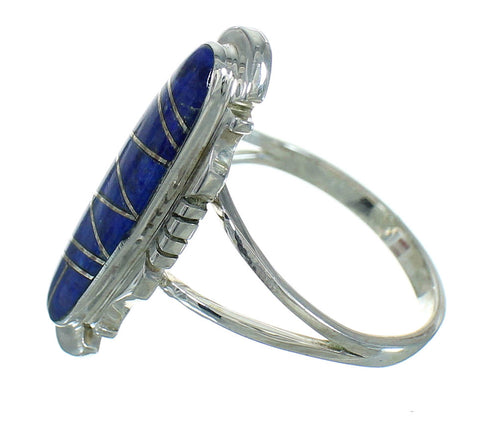 Authentic Sterling Silver Southwest Lapis Inlay Ring Size 5-1/2 YX66938