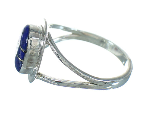 Genuine Sterling Silver Southwestern Lapis Inlay Ring Size 4-3/4 YX66952