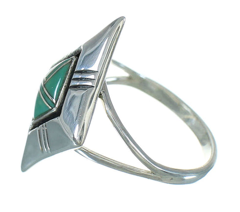 Southwest Sterling Silver And Turquoise Inlay Ring Size 8-1/2 WX80013