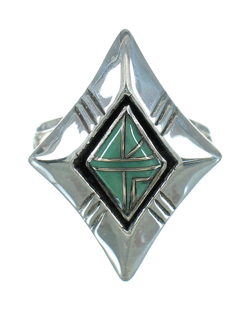Turquoise Inlay Southwestern Sterling Silver Ring Size 4-1/2 WX80070