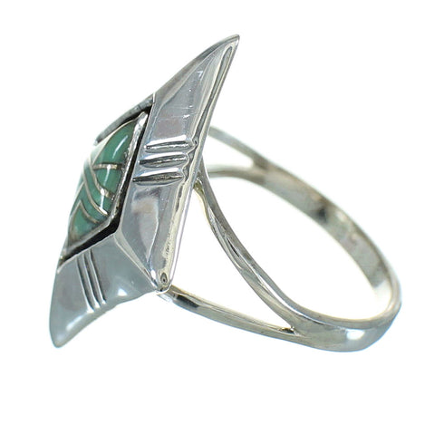 Turquoise Inlay Southwestern Sterling Silver Ring Size 4-1/2 WX80070