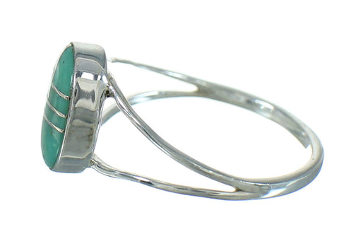 Turquoise Inlay And Authentic Sterling Silver Southwest Ring Size 5-1/4 WX80104