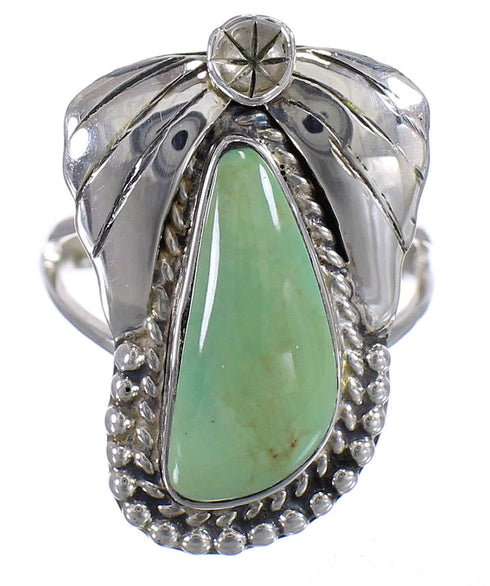 Silver Southwest Turquoise Flower Ring Size 4-1/2 QX80686
