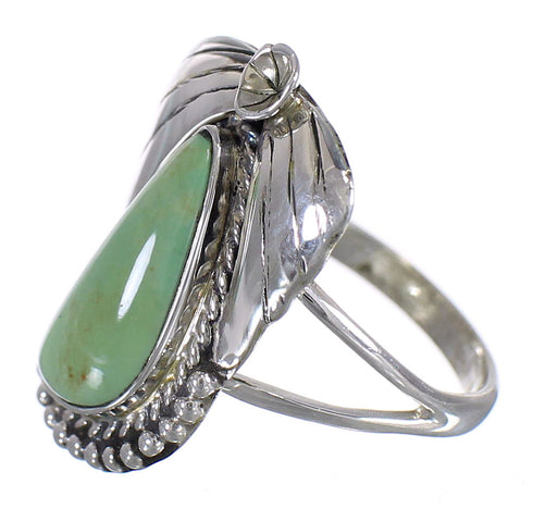 Silver Southwest Turquoise Flower Ring Size 4-1/2 QX80686