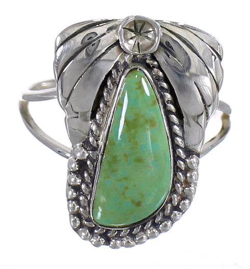 Sterling Silver Southwestern Turquoise Flower Ring Size 8-1/2 QX80725