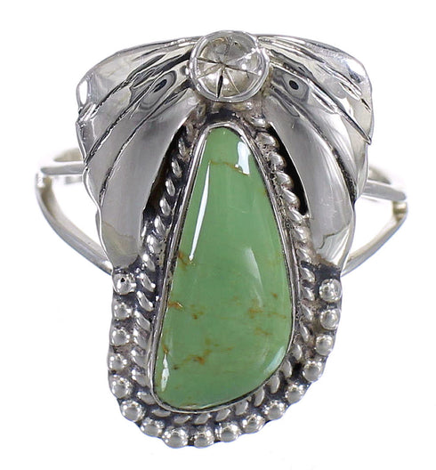 Turquoise Genuine Sterling Silver Southwest Flower Ring Size 8-1/2 QX80757