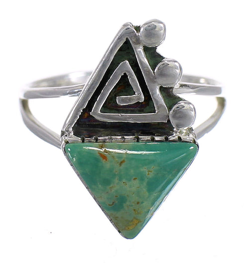 Turquoise Water Wave Genuine Sterling Silver Southwestern Ring Size 6-1/4 QX80783