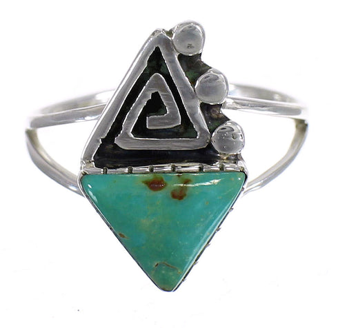 Silver Southwest Turquoise Water Wave Ring Size 6-1/2 QX80785