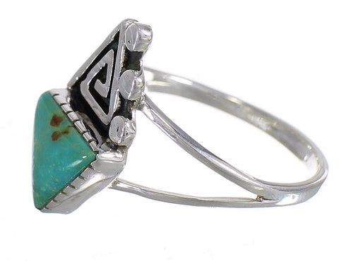 Silver Southwest Turquoise Water Wave Ring Size 6-1/2 QX80785