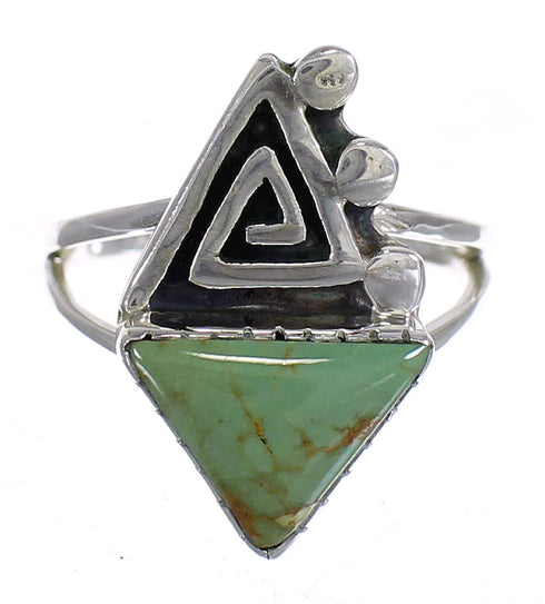 Genuine Sterling Silver Southwest Turquoise Water Wave Ring Size 6-1/2 QX80799