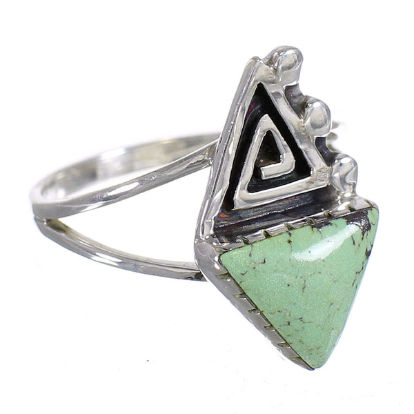 Southwest Sterling Silver Turquoise Water Wave Ring Size 8-1/2 QX80807