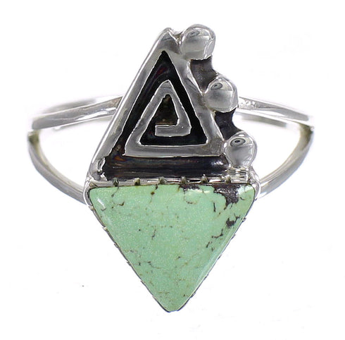 Southwest Sterling Silver Turquoise Water Wave Ring Size 8-1/2 QX80807