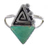 Southwest Genuine Sterling Silver Turquoise Water Wave Ring Size 7-1/2 QX80814