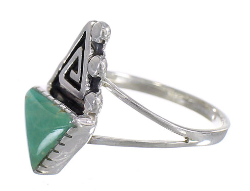 Southwest Genuine Sterling Silver Turquoise Water Wave Ring Size 7-1/2 QX80814