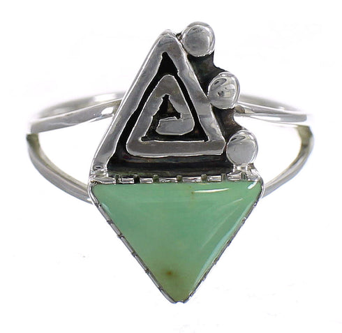 Southwest Turquoise Silver Water Wave Ring Size 5-1/4 QX80816