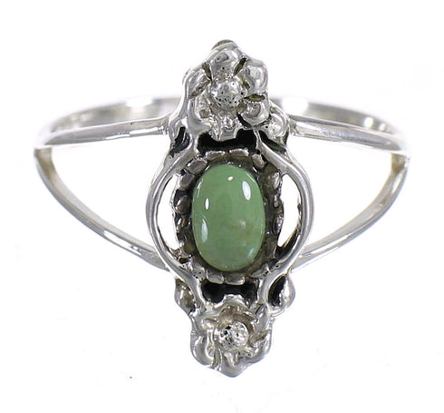 Turquoise Authentic Sterling Silver Southwest Flower Jewelry Ring Size 6-1/4 QX80882