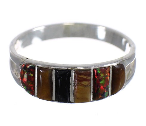 Southwestern Multicolor Genuine Sterling Silver Ring Size 5-1/2 AX80450