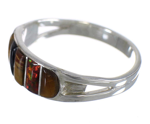 Multicolor Southwest Genuine Sterling Silver Ring Size 4-3/4 AX80456