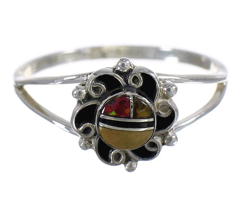 Southwest Multicolor Genuine Sterling Silver Jewelry Ring Size 4-1/2 AX80503