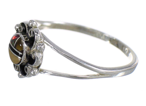 Southwest Multicolor Genuine Sterling Silver Jewelry Ring Size 4-1/2 AX80503