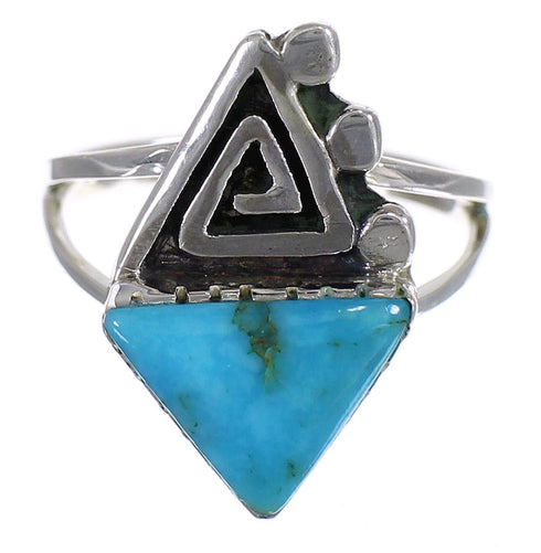 Sterling Silver Southwest Water Wave Turquoise Ring Size 5 QX71854