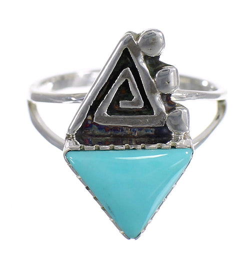 Sterling Silver Southwestern Water Wave Turquoise Ring Size 6-1/4 QX71855