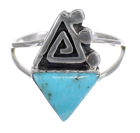 Turquoise Water Wave Southwestern Sterling Silver Ring Size 7 QX71887