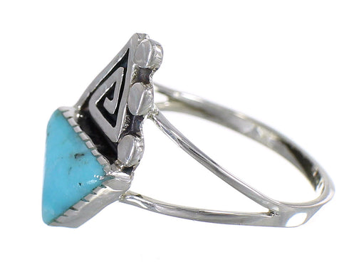 Turquoise Water Wave Southwestern Sterling Silver Ring Size 7 QX71887