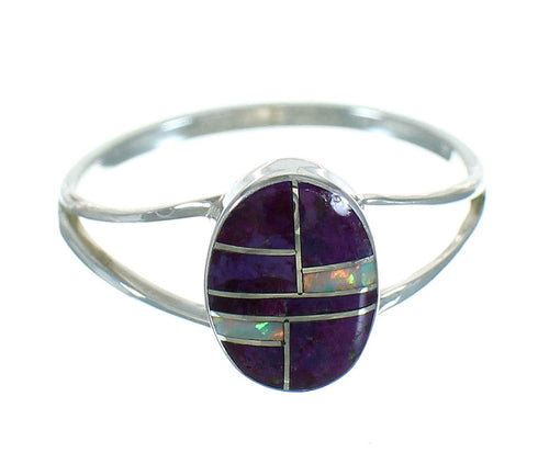 Sterling Silver Magenta Turquoise Opal Southwestern Ring Size 5-1/2 QX81508