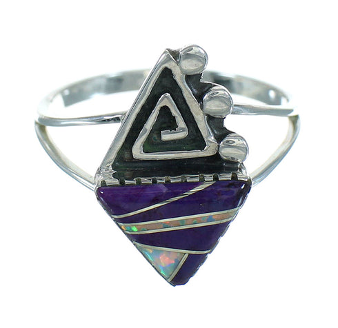 Magenta Turquoise Opal Water Wave Genuine Sterling Silver Southwestern Ring Size 7-1/2 QX82148