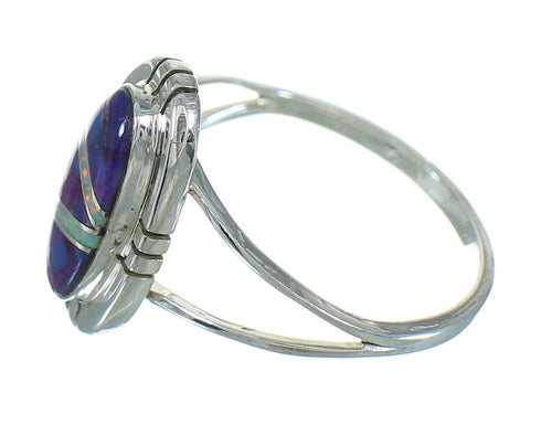 Southwestern Magenta Turquoise Opal Silver Ring Size 8-1/2 QX82172