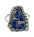 Silver Lapis And Opal Southwestern Flower Ring Size 6-1/2 YX81822