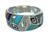 Southwest Silver Water Wave Multicolor Inlay Ring Size 5 QX74603