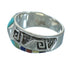 Southwestern Silver Water Wave Multicolor Inlay Ring Size 6 QX74605