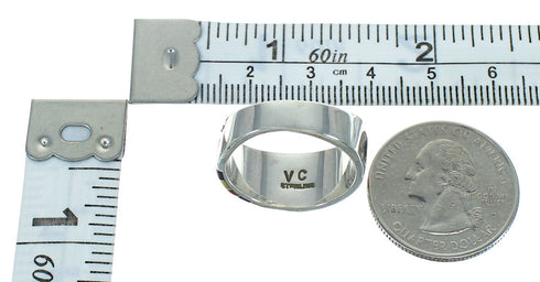 Southwest Silver Water Wave Multicolor Inlay Ring Size 5 QX74603