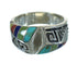 Southwest Genuine Sterling Silver Water Wave Multicolor Inlay Ring Size 6 QX74625