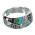 Authentic Sterling Silver Southwest Water Wave Multicolor Inlay Ring Size 5 QX74634