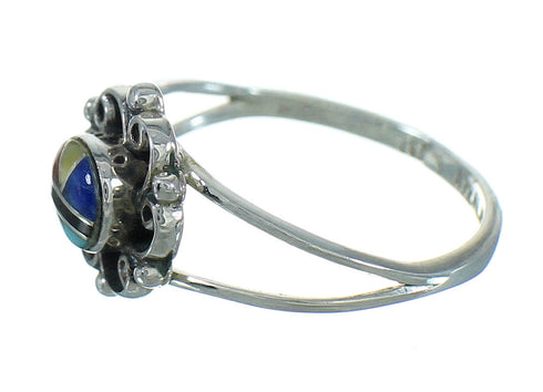 Multicolor Inlay Sterling Silver Southwest Ring Size 5-1/2 QX74715