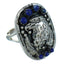 Southwestern Authentic Sterling Silver Lapis Eagle Ring Size 6-1/2 YX81589