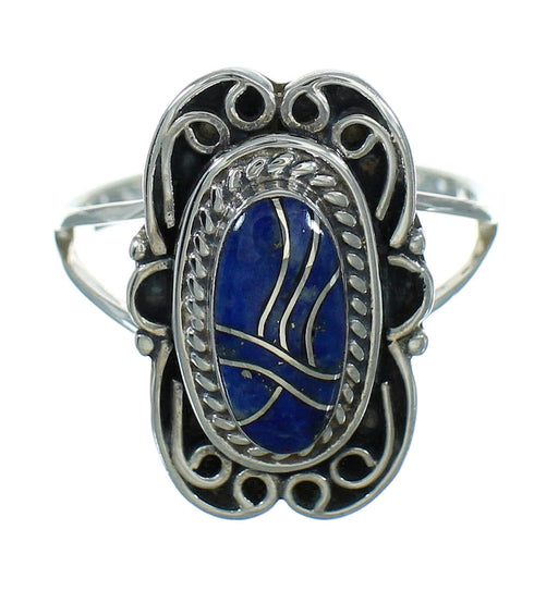 Sterling Silver Southwest Lapis Ring Size 7-1/2 RX82515