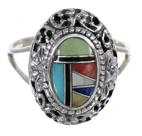 Silver Multicolor Southwestern Ring Size 8-1/2 YX70974