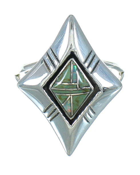 Turquoise And Opal Inlay Sterling Silver Southwest Ring Size 6-1/2 WX73606