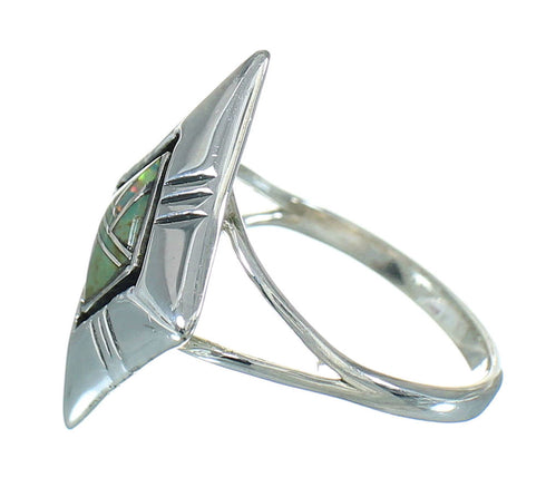 Turquoise And Opal Inlay Sterling Silver Southwest Ring Size 6-1/2 WX73606