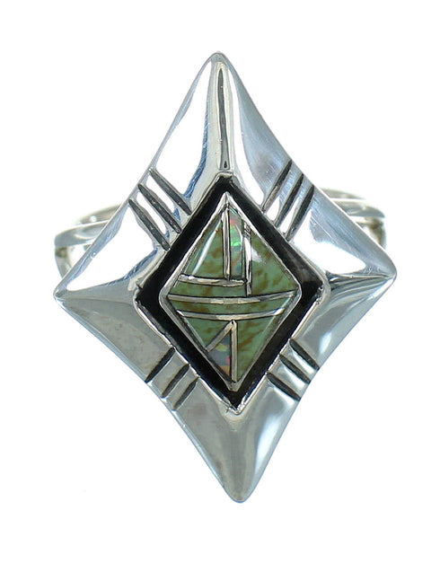 Southwest Sterling Silver Turquoise And Opal Inlay Ring Size 6 WX73613