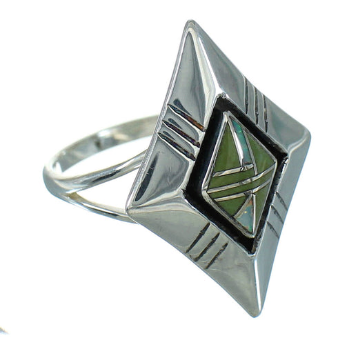 Turquoise And Opal Inlay Silver Southwestern Ring Size 8 WX73724